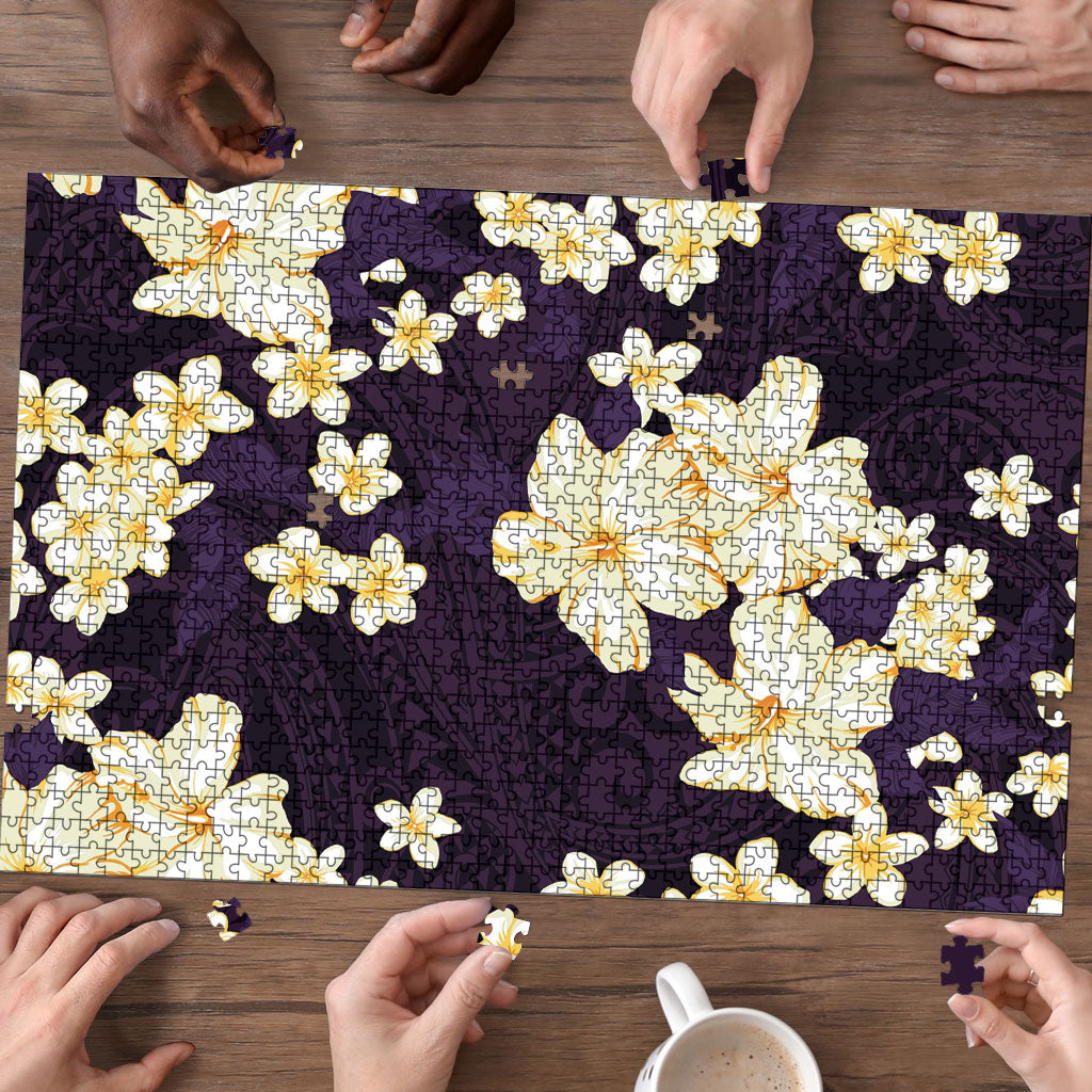 Hawaii Hibiscus Plumeria Purple Puzzle Polynesian Pattern
