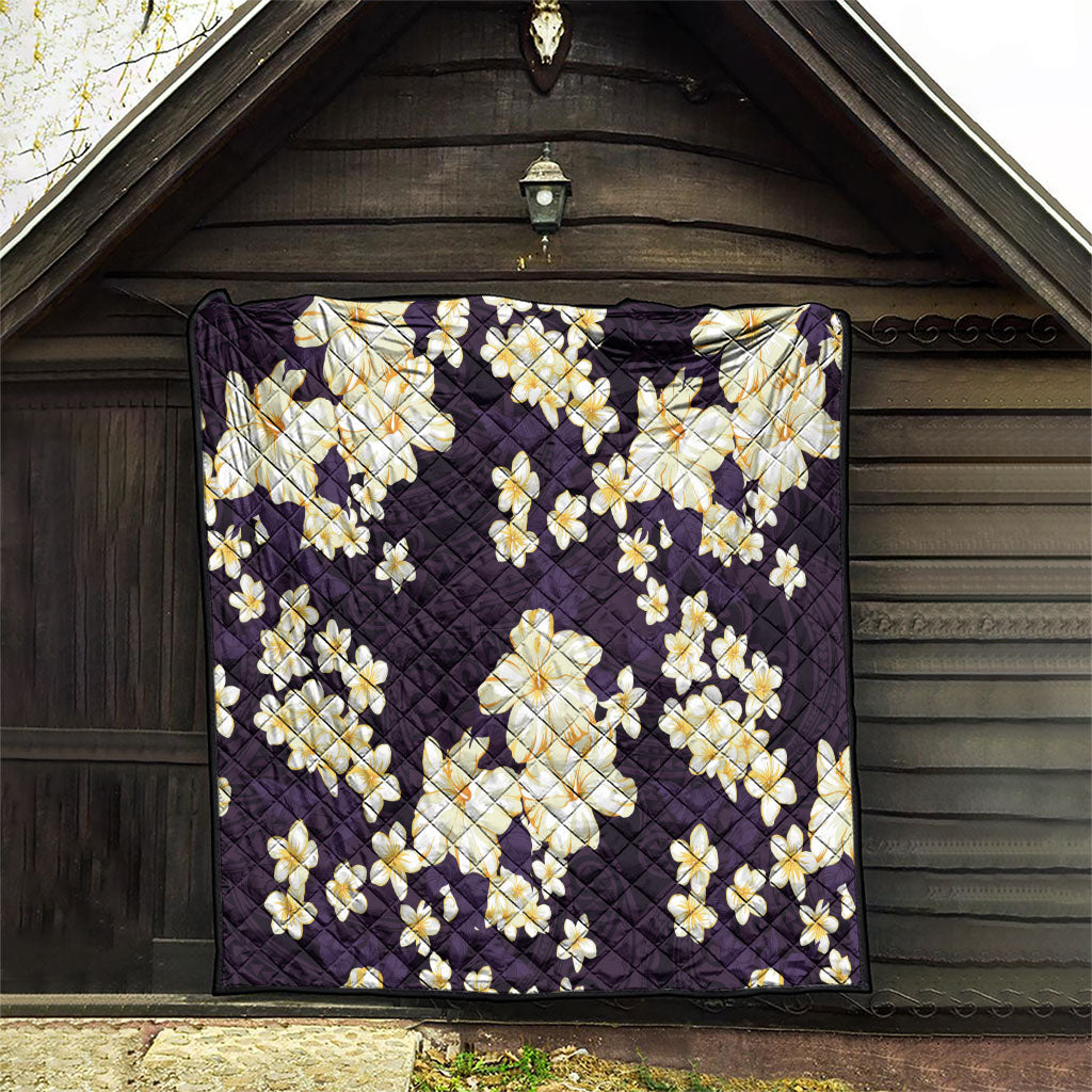 Hawaii Hibiscus Plumeria Purple Quilt Polynesian Pattern