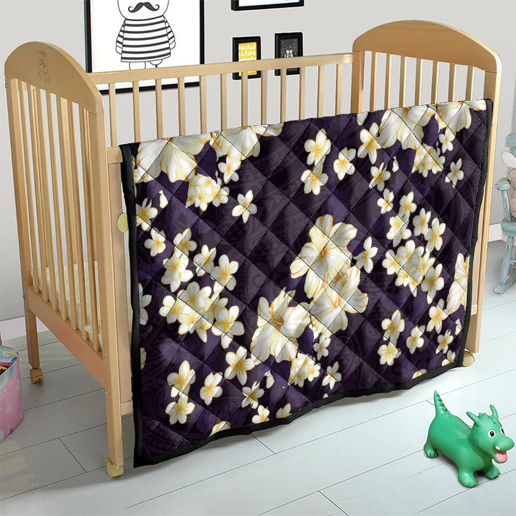 Hawaii Hibiscus Plumeria Purple Quilt Polynesian Pattern
