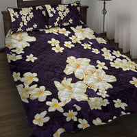 Hawaii Hibiscus Plumeria Purple Quilt Bed Set Polynesian Pattern