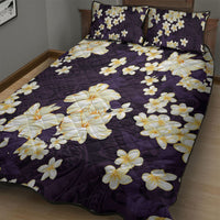 Hawaii Hibiscus Plumeria Purple Quilt Bed Set Polynesian Pattern