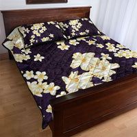 Hawaii Hibiscus Plumeria Purple Quilt Bed Set Polynesian Pattern