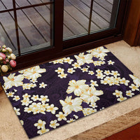 Hawaii Hibiscus Plumeria Purple Rubber Doormat Polynesian Pattern