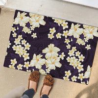 Hawaii Hibiscus Plumeria Purple Rubber Doormat Polynesian Pattern