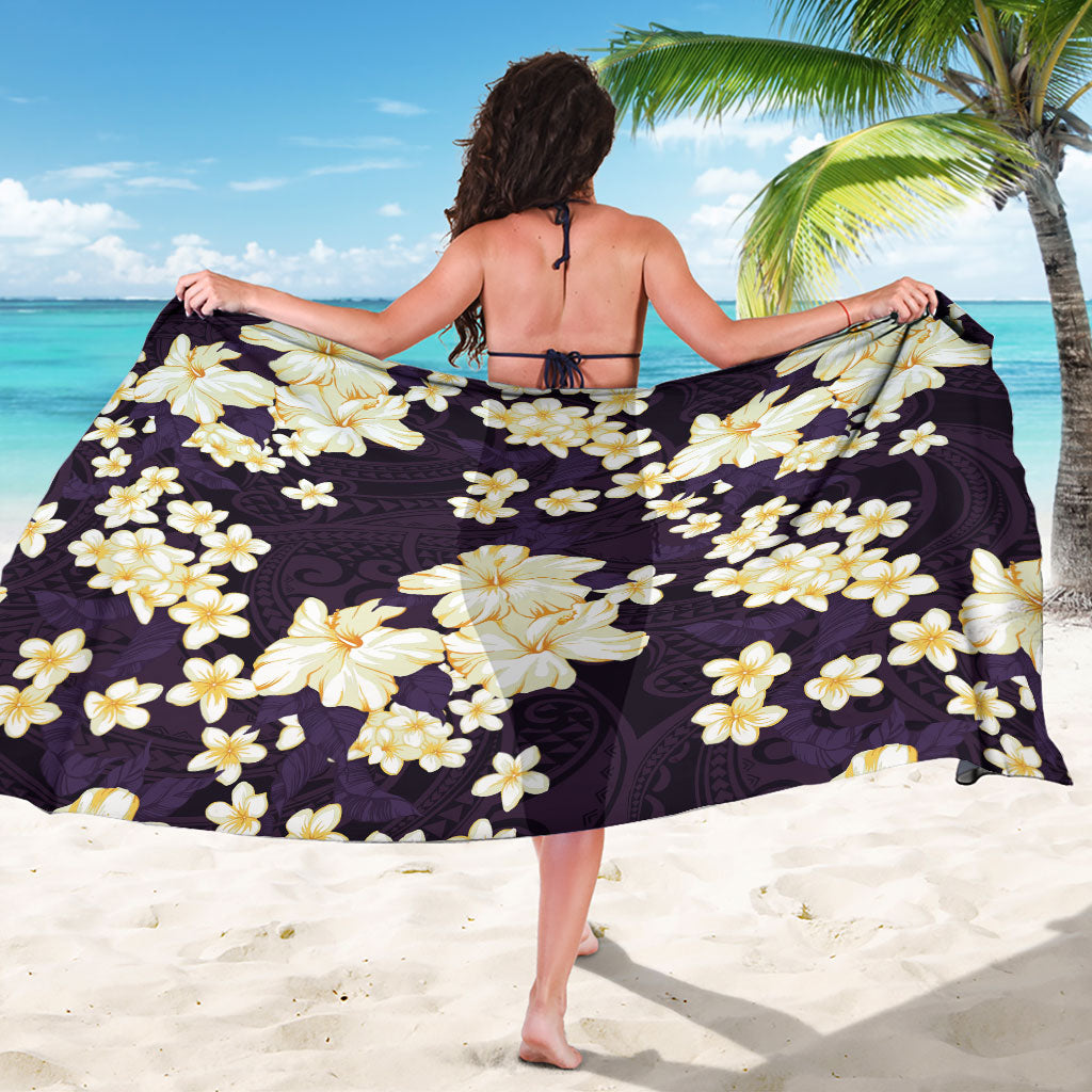 Hawaii Hibiscus Plumeria Purple Sarong Polynesian Pattern