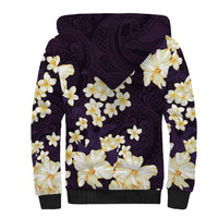 Hawaii Hibiscus Plumeria Purple Sherpa Hoodie Polynesian Pattern LT01 - Polynesian Pride