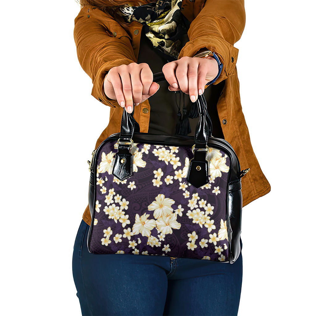 Hawaii Hibiscus Plumeria Purple Shoulder Handbag Polynesian Pattern LT01 One Size Purple - Polynesian Pride