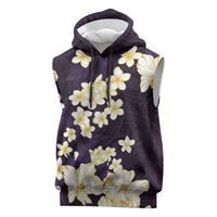 Hawaii Hibiscus Plumeria Purple Sleeveless Hoodie Polynesian Pattern