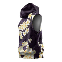 Hawaii Hibiscus Plumeria Purple Sleeveless Hoodie Polynesian Pattern
