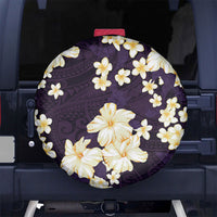 Hawaii Hibiscus Plumeria Purple Spare Tire Cover Polynesian Pattern