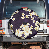 Hawaii Hibiscus Plumeria Purple Spare Tire Cover Polynesian Pattern