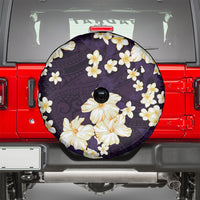 Hawaii Hibiscus Plumeria Purple Spare Tire Cover Polynesian Pattern