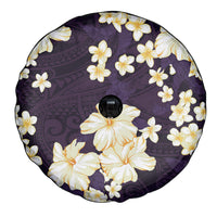 Hawaii Hibiscus Plumeria Purple Spare Tire Cover Polynesian Pattern