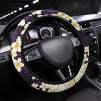 Hawaii Hibiscus Plumeria Purple Steering Wheel Cover Polynesian Pattern