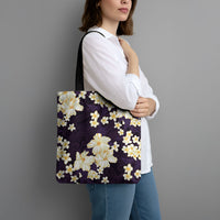 Hawaii Hibiscus Plumeria Purple Tote Bag Polynesian Pattern
