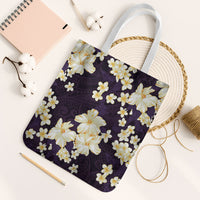 Hawaii Hibiscus Plumeria Purple Tote Bag Polynesian Pattern