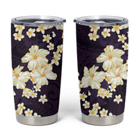 Hawaii Hibiscus Plumeria Purple Tumbler Cup Polynesian Pattern