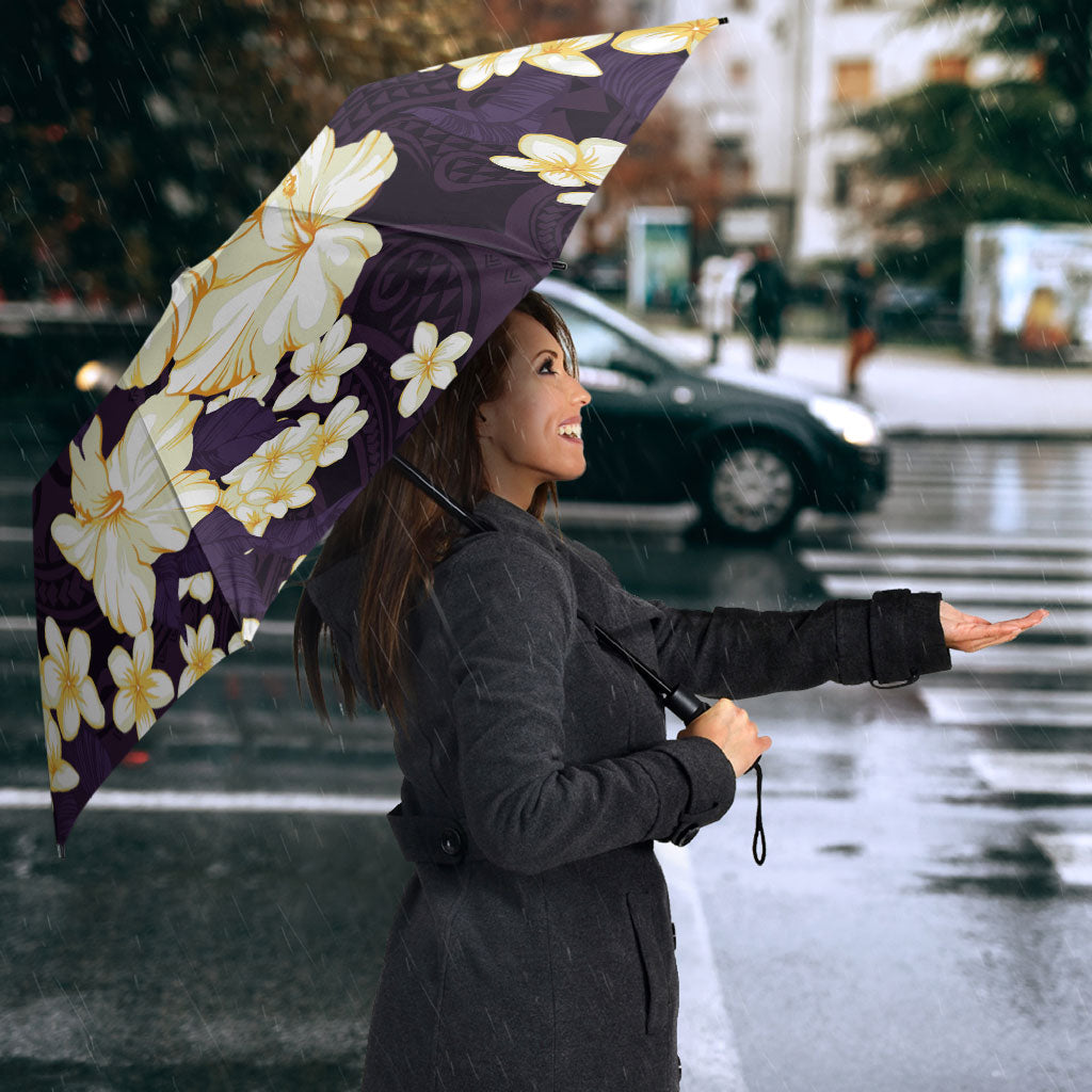 Hawaii Hibiscus Plumeria Purple Umbrella Polynesian Pattern LT01 - Polynesian Pride