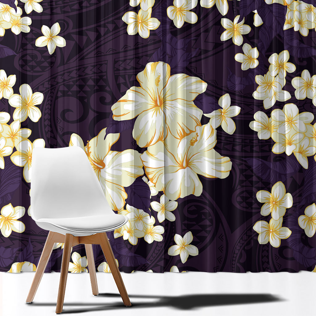 Hawaii Hibiscus Plumeria Purple Window Curtain Polynesian Pattern LT01 - Polynesian Pride