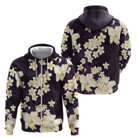 Hawaii Hibiscus Plumeria Purple Zip Hoodie Polynesian Pattern