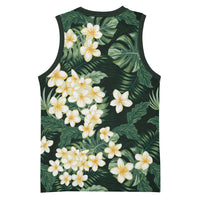 Hawaii Plumeria Tropical Leaves Basketball Jersey Monstera Calathea Palm Fronds
