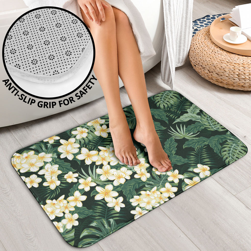 Hawaii Plumeria Tropical Leaves Bathroom Set Monstera Calathea Palm Fronds