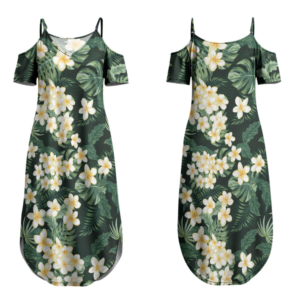 Hawaii Plumeria Tropical Leaves Couples Matching Summer Maxi Dress and Hawaiian Shirt Monstera Calathea Palm Fronds