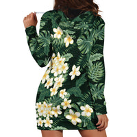 Hawaii Plumeria Tropical Leaves Hoodie Dress Monstera Calathea Palm Fronds