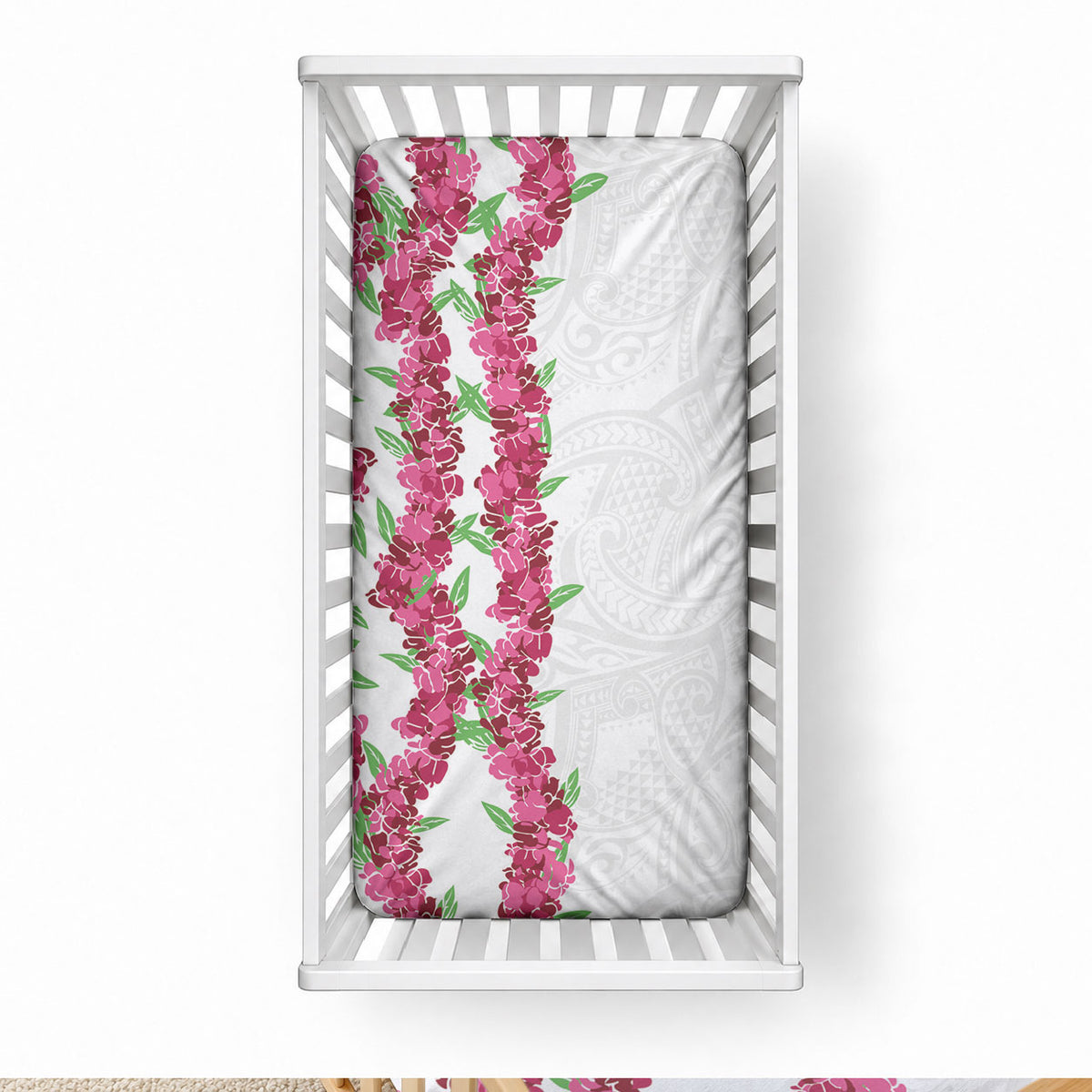Hawaii Aalii Lei Baby Bed Cover Aalii Ku Makani LT01 28 × 52 in White - Polynesian Pride