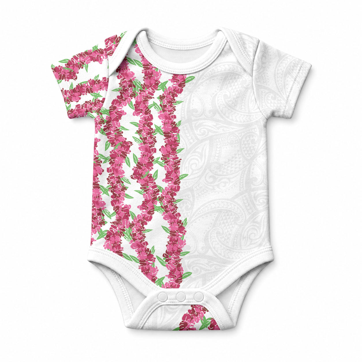 Hawaii Aalii Lei Baby Onesie Aalii Ku Makani LT01 White - Polynesian Pride