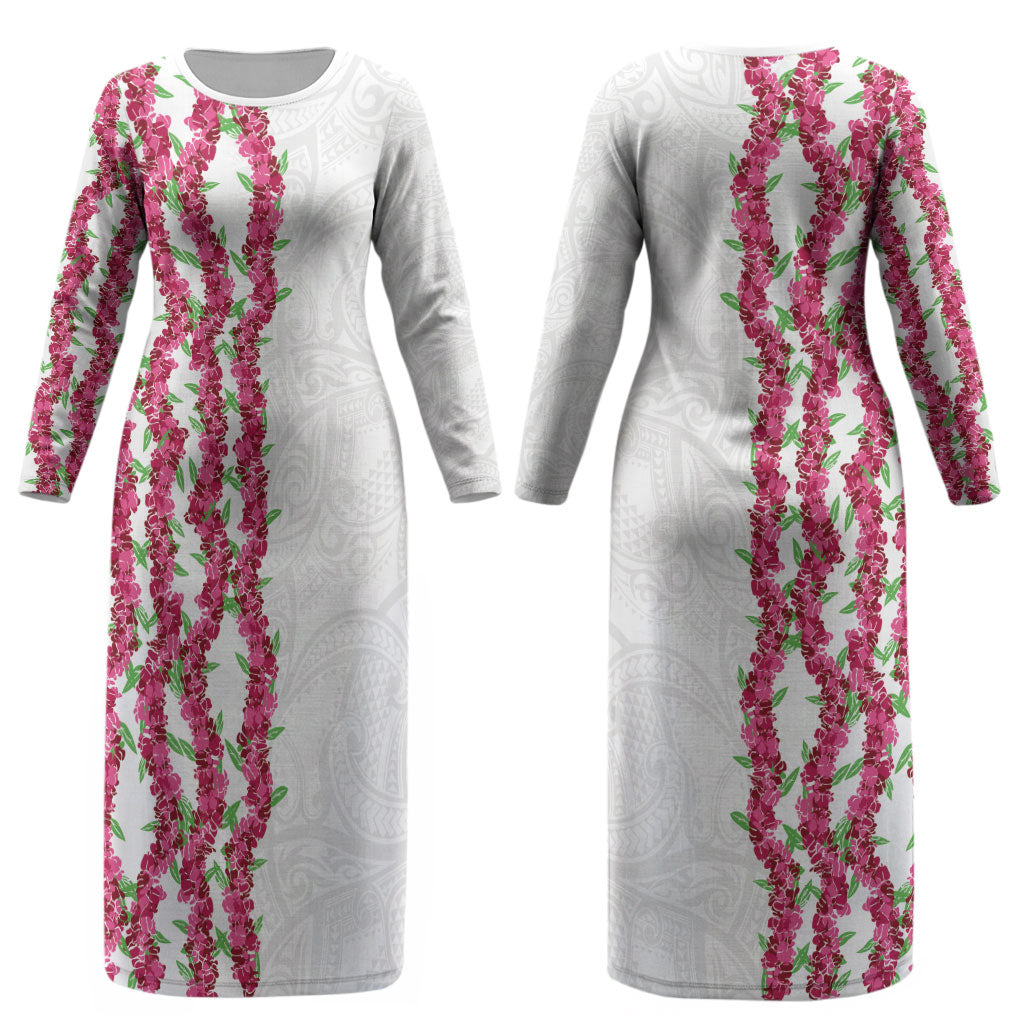 Hawaii Aalii Lei Couples Matching Long Sleeve Bodycon Dress and Hawaiian Shirt Aalii Ku Makani