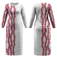 Hawaii Aalii Lei Couples Matching Long Sleeve Bodycon Dress and Hawaiian Shirt Aalii Ku Makani