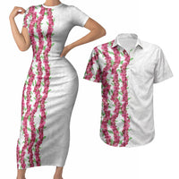 Hawaii Aalii Lei Couples Matching Short Sleeve Bodycon Dress and Hawaiian Shirt Aalii Ku Makani