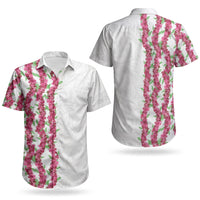Hawaii Aalii Lei Couples Matching Short Sleeve Bodycon Dress and Hawaiian Shirt Aalii Ku Makani