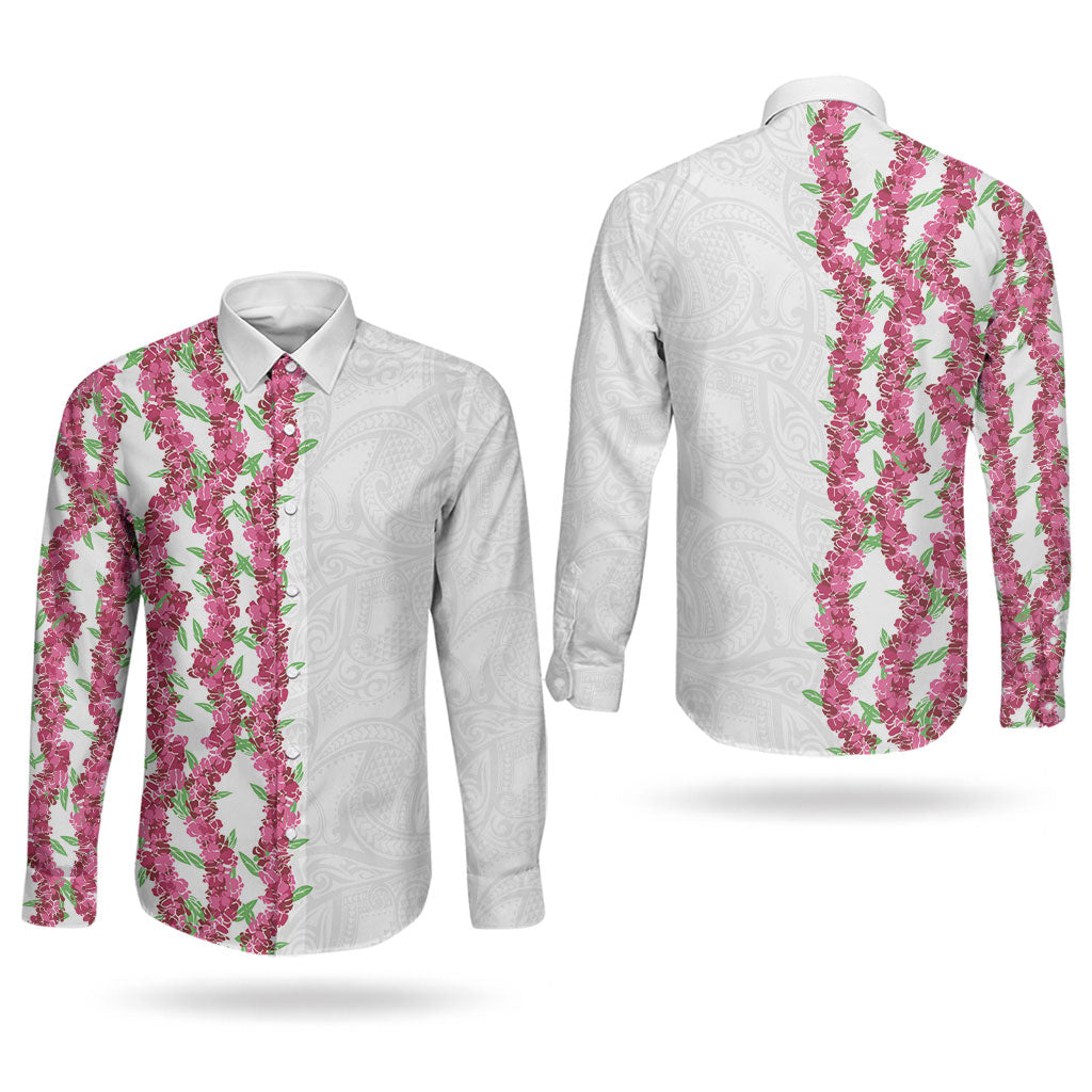 Hawaii Aalii Lei Couples Matching Short Sleeve Bodycon Dress and Long Sleeve Button Shirt Aalii Ku Makani