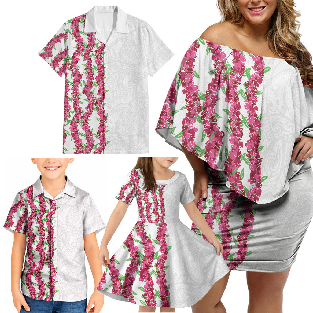 Hawaii Aalii Lei Family Matching Off Shoulder Short Dress and Hawaiian Shirt Aalii Ku Makani LT01 - Polynesian Pride