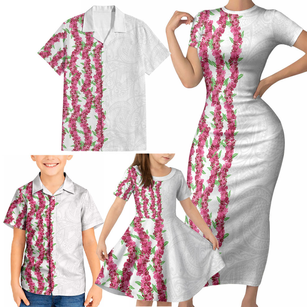 Hawaii Aalii Lei Family Matching Short Sleeve Bodycon Dress and Hawaiian Shirt Aalii Ku Makani LT01 - Polynesian Pride