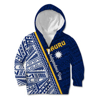 Nauru Independence Day Kid Hoodie Repubrikin Naoero Gods Will First LT01 Zip Hoodie Blue - Polynesian Pride