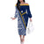 Nauru Independence Day Off The Shoulder Long Sleeve Dress Repubrikin Naoero Gods Will First LT01 Women Blue - Polynesian Pride