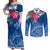 Kosrae Constitution Day Couples Matching Off Shoulder Maxi Dress and Long Sleeve Button Shirt Kusaie Special Style LT01 Blue - Polynesian Pride