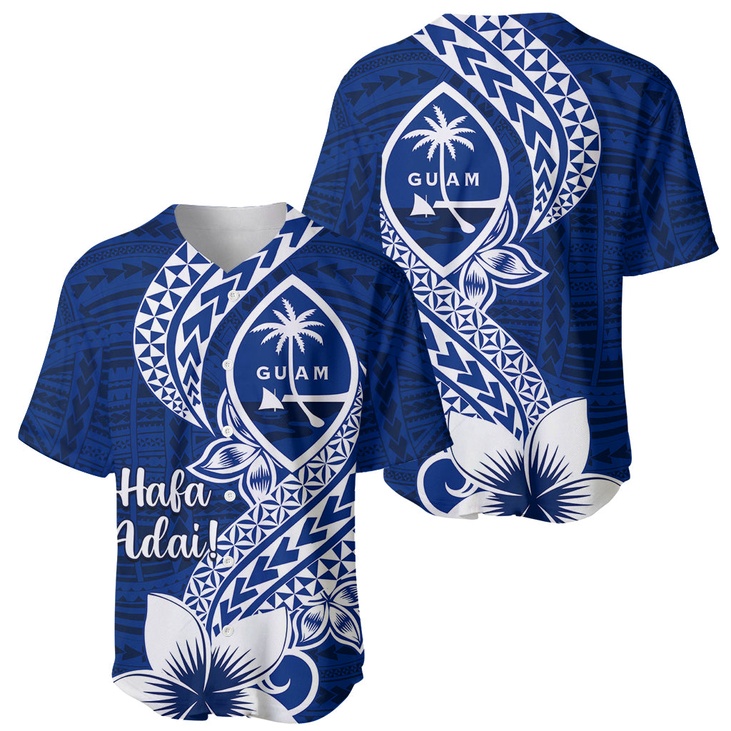 Hafa Adai Guam Baseball Jersey Polynesian Floral Blue Pattern LT01 - Polynesian Pride