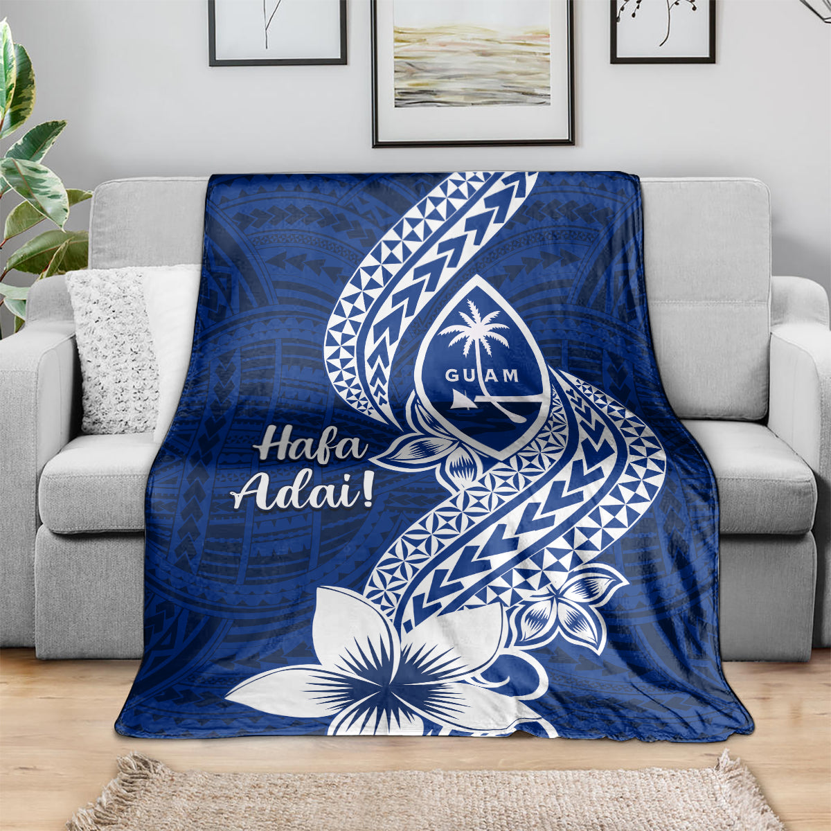 Hafa Adai Guam Blanket Polynesian Floral Blue Pattern LT01 - Polynesian Pride