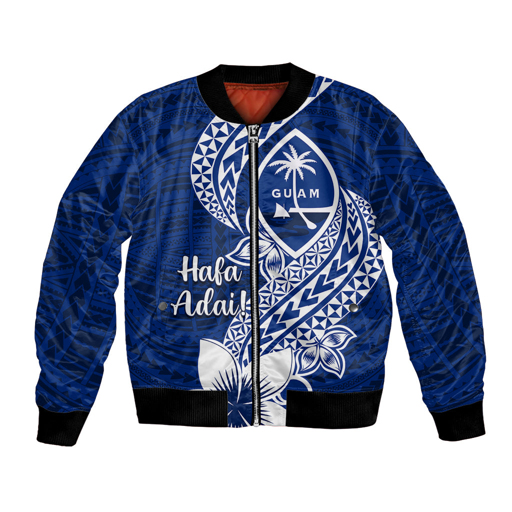 Hafa Adai Guam Bomber Jacket Polynesian Floral Blue Pattern LT01 Unisex Blue - Polynesian Pride