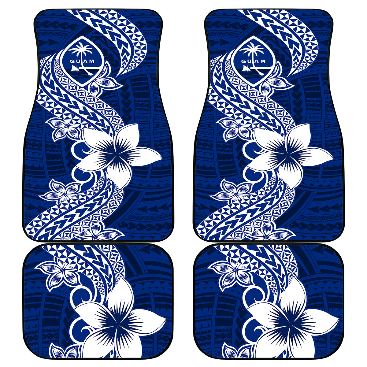 Hafa Adai Guam Car Mats Polynesian Floral Blue Pattern LT01 Blue - Polynesian Pride