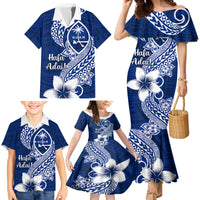 Hafa Adai Guam Family Matching Mermaid Dress and Hawaiian Shirt Polynesian Floral Blue Pattern LT01 - Polynesian Pride