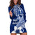 Hafa Adai Guam Hoodie Dress Polynesian Floral Blue Pattern LT01 Blue - Polynesian Pride