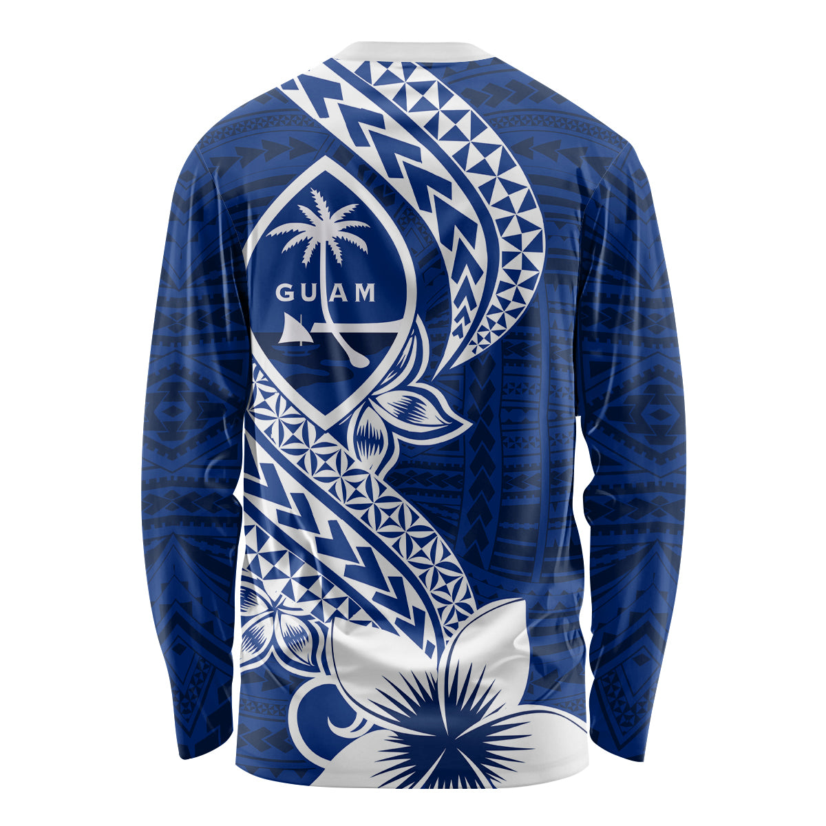 Hafa Adai Guam Long Sleeve Shirt Polynesian Floral Blue Pattern LT01 - Polynesian Pride