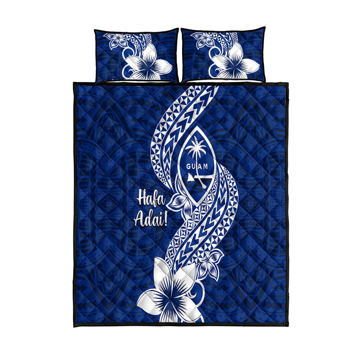 Hafa Adai Guam Quilt Bed Set Polynesian Floral Blue Pattern LT01 Blue - Polynesian Pride