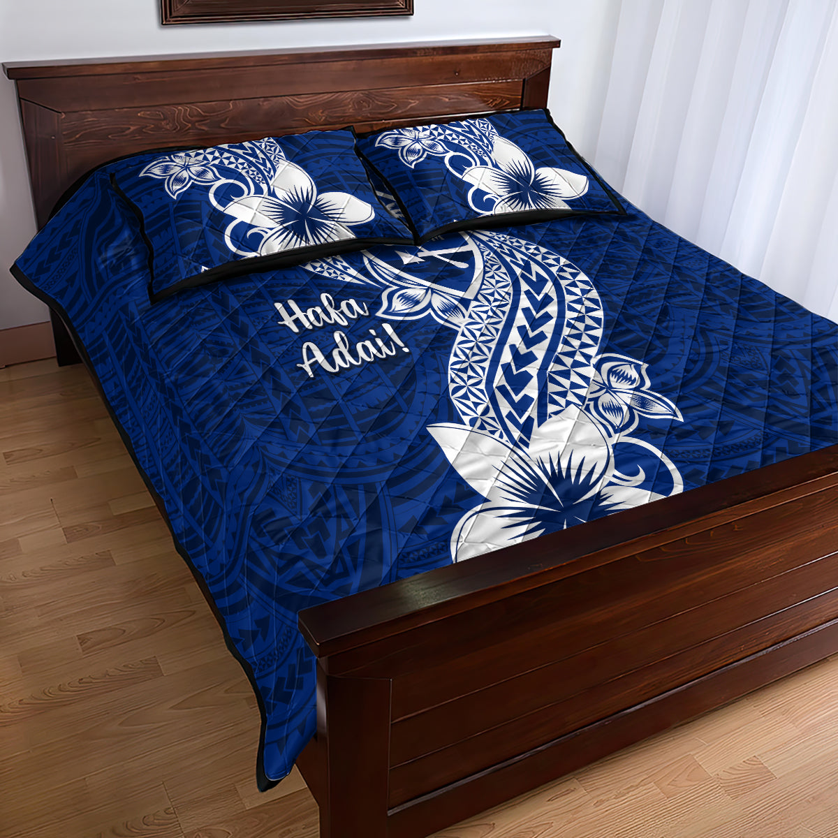 Hafa Adai Guam Quilt Bed Set Polynesian Floral Blue Pattern LT01 - Polynesian Pride