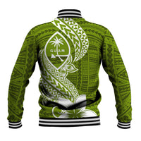 Hafa Adai Guam Baseball Jacket Polynesian Olive Green Blue Pattern LT01 - Polynesian Pride